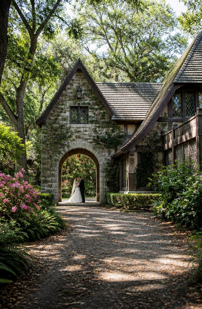 Fantasy Wedding Venues That Feel Like Another World 1 Historic stone and timber architecture at Deer Park Villa.