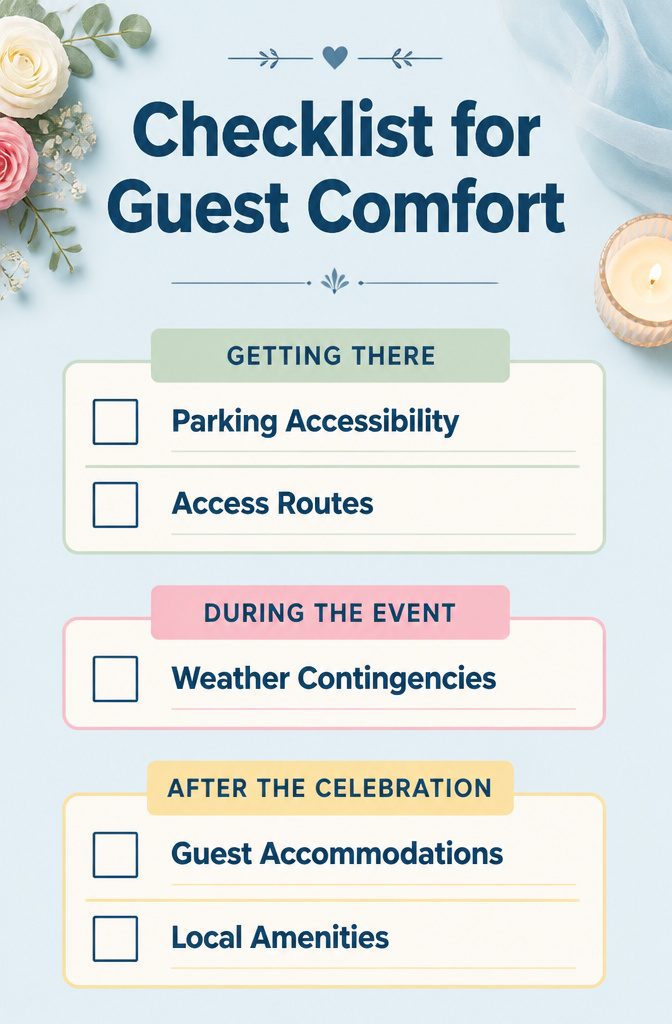 Fantasy Wedding Venues That Feel Like Another World 14 Checklist for guest comfort at a wedding venue.