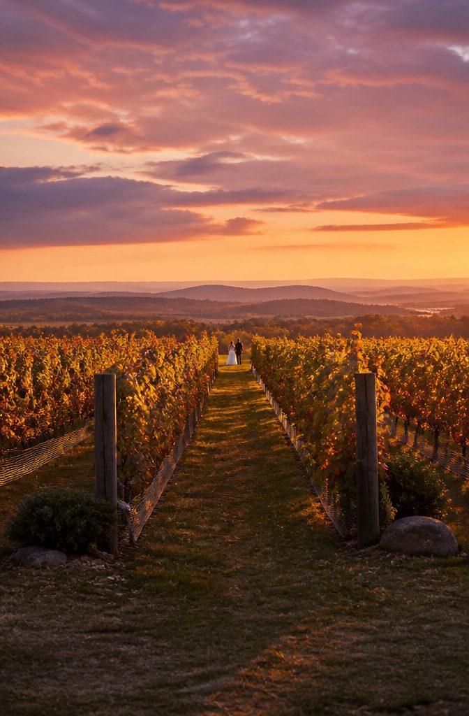 Fantasy Wedding Venues That Feel Like Another World 2 Grape vines creating natural aisles at Melody Acres in Virginia.